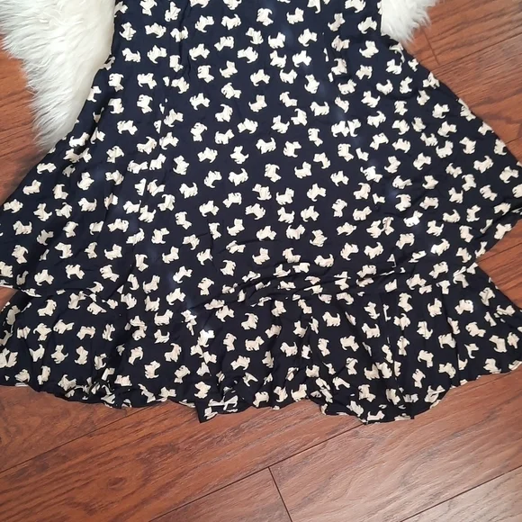 Vintage Scottie Dog Navy& Beige Ruffled Fitted Dress - Picture 4 of 6